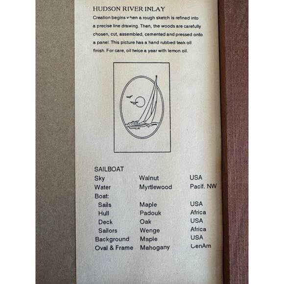 Hand Crafted Wood Inlay Sailboat Wall Hanging Art by Nelson Vintage - Picture 7 of 10